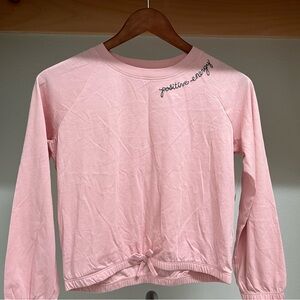 Old Navy Long-Sleeve Graphic Tee with Tie-Front Hem – “Positive Energy”